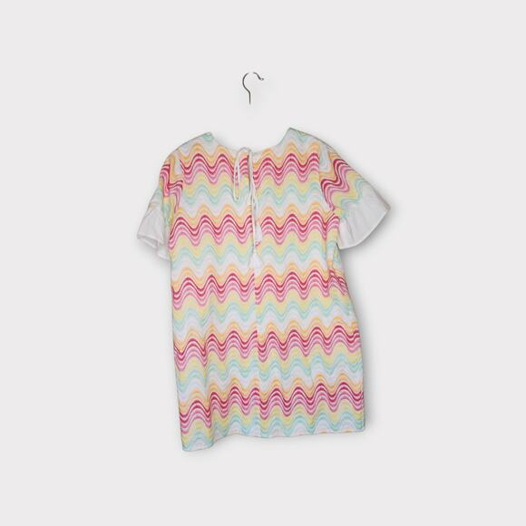 Tularosa Womens Lexi Shift Dress Pastel Rainbow Wave Print M Sorbet Colorful - Picture 9 of 9